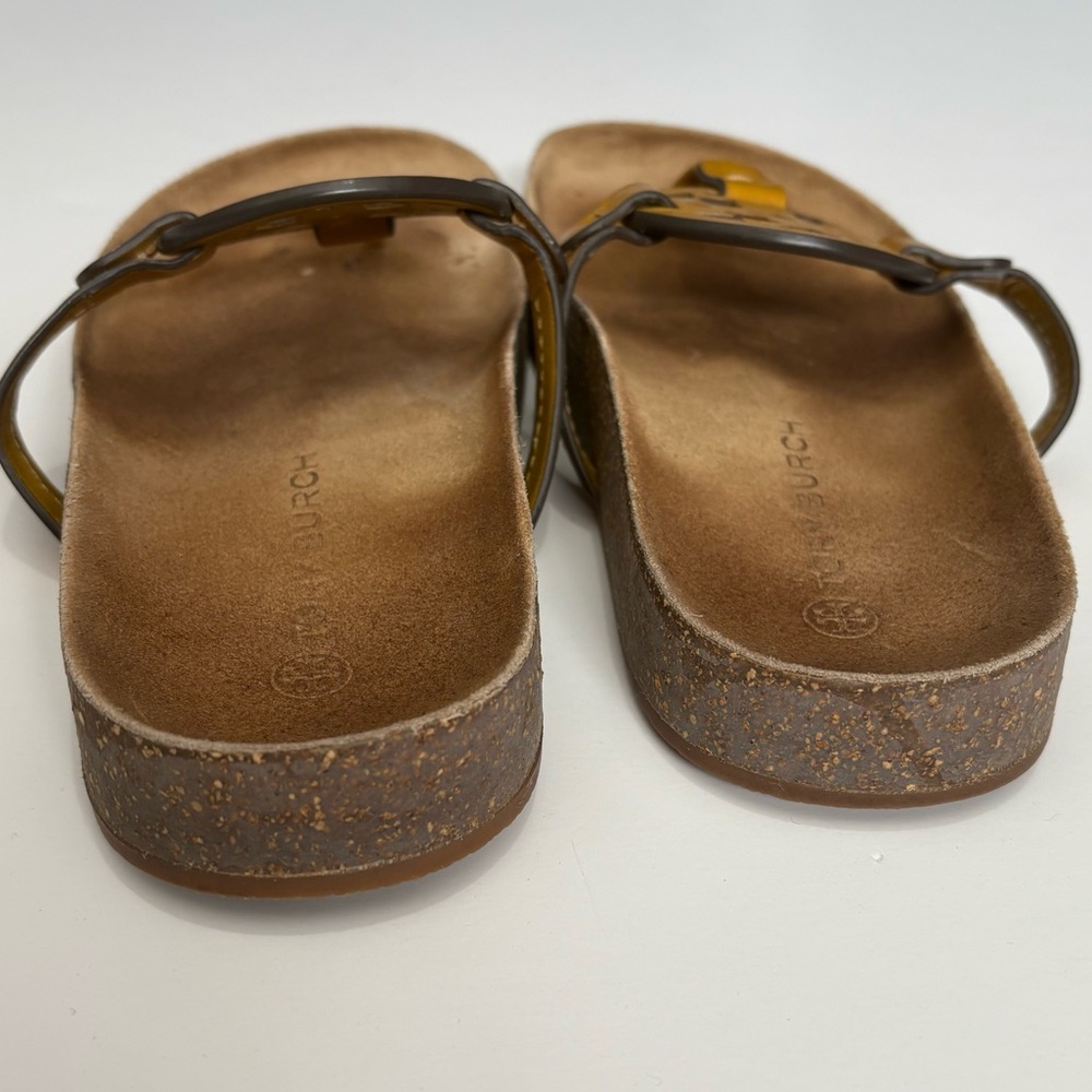 Tory Burch Cloud Leather Thong Sandals Honey Yellow Womens Size 7.5 - Picture 4 of 6